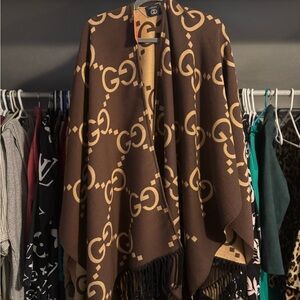 Chocolate and Beige Logo Shawl